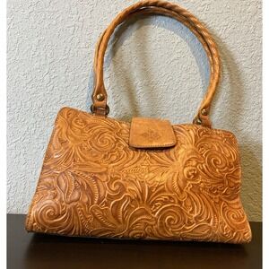 Patricia Nash Brown Tooled Leather Primrose Satchel Bag